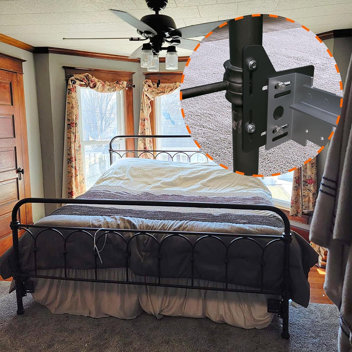 Yuleimy Full to Queen Conversion Kit, Headboard Brackets Adapter, 2 Pack | Heavy Duty Steel Bed Modification Plate Fits Headboard Adapter Kit And Bed Frame Adapter For Headboard
