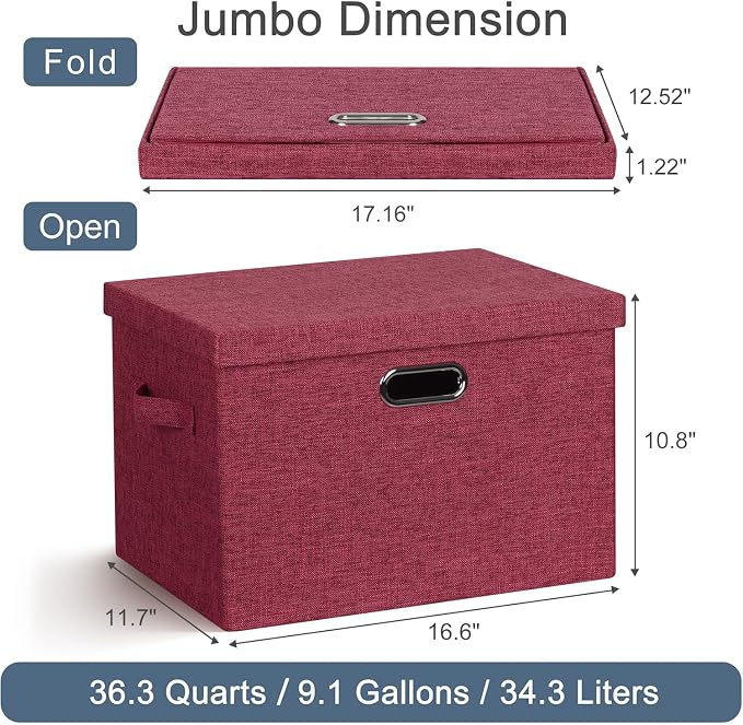Large 17" 36 Quart Collapsible Stackable Storage Bins - Image 2