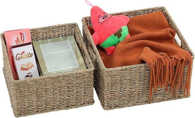 HOONEX Wicker Storage Baskets for Organizing, Decorative Woven Seagrass Baskets - Image 4