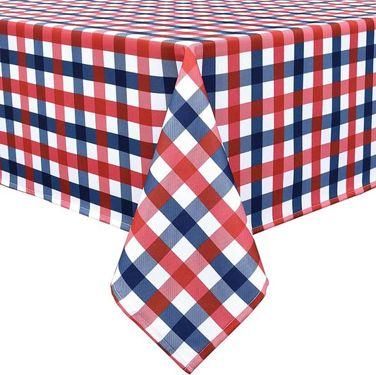 Classic Gingham 4th of July Tablecloth Fabric - Image 2