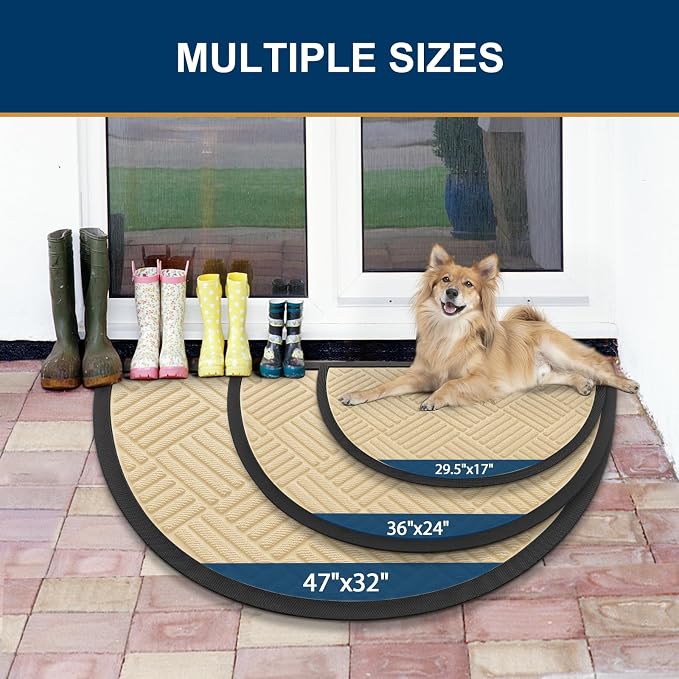 Smiry Half Circle Front Door Mat Outside Entrance, Heavy Duty Outdoor Indoor - Image 2