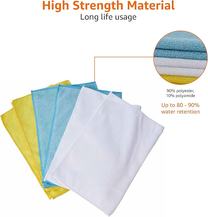 Amazon Basics Microfiber Cleaning Cloths, Non-Abrasive, Reusable and Washable - Image 4