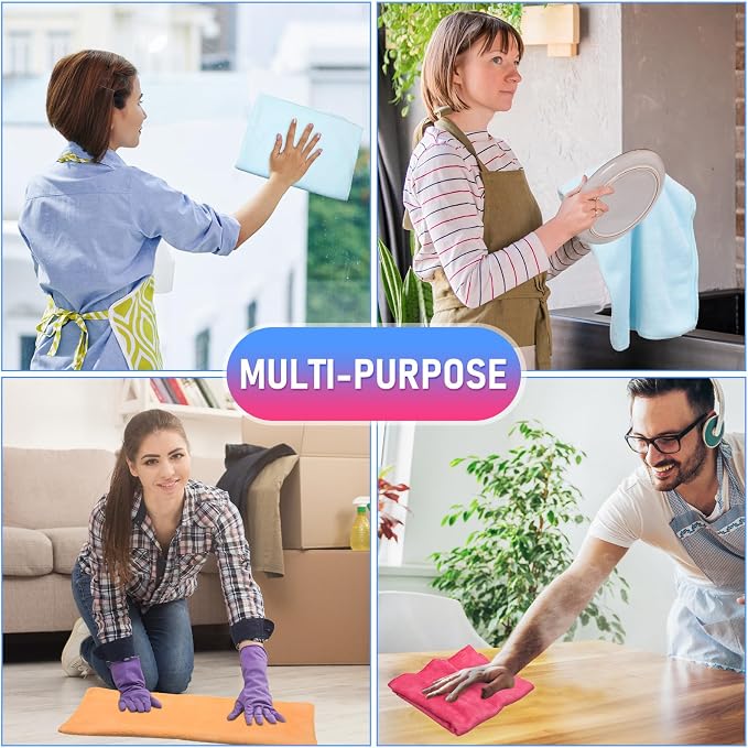 Newwiee 6 Pcs Extra Large Microfiber Cleaning Cloth 30" x 20" Washable Reusable - Image 6