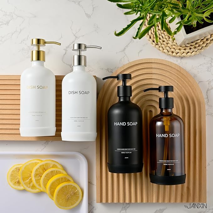 Glass Soap Dispenser Set by Janxin, Bathroom Soap Dispenser Set - Image 7