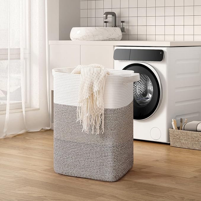 CLHMILY&Z 75L Laundry Hamper Rectangular Cotton Rope Basket - Image 2