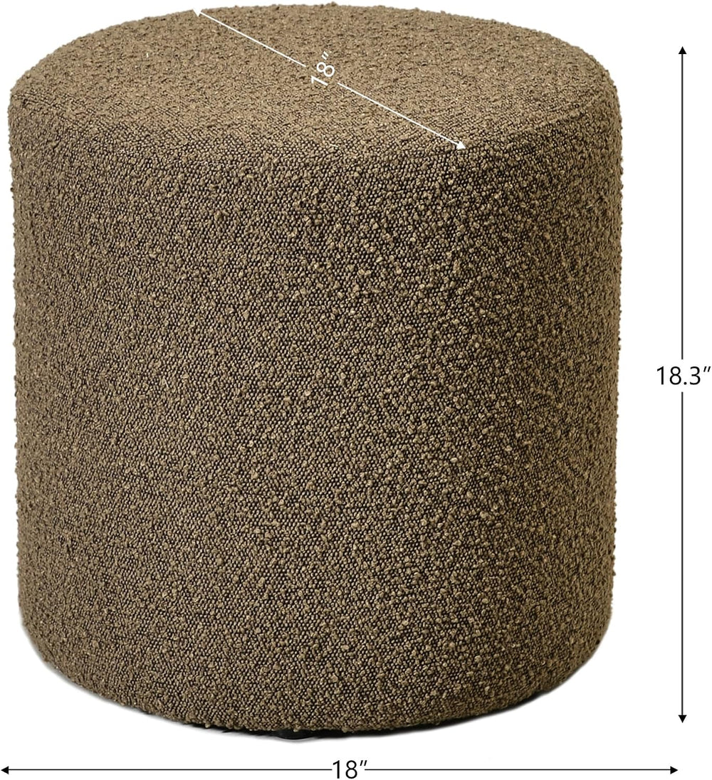 KINWELL Modern Round Boucle Ottoman Set of 2 (18" Dx 18" W x 18&quo...