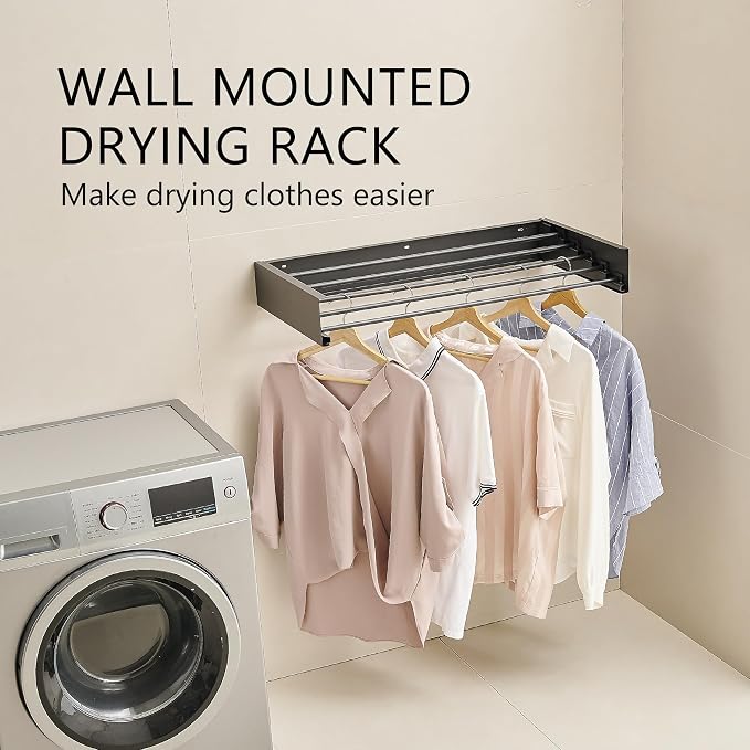 JOOM Laundry Drying Rack Collapsible, Wall Mounted Clothes Drying Rack - Image 2