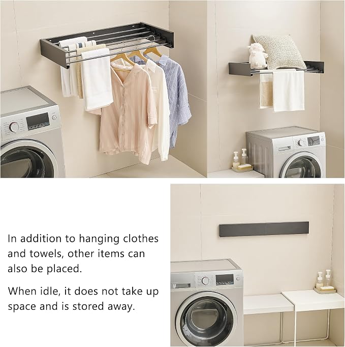 JOOM Laundry Drying Rack Collapsible, Wall Mounted Clothes Drying Rack - Image 7