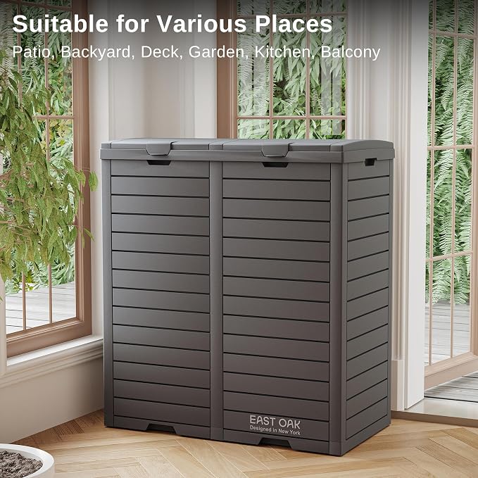 EAST OAK 76 Gallon Outdoor Trash Can | Waterproof Resin Garbage Can - Image 5
