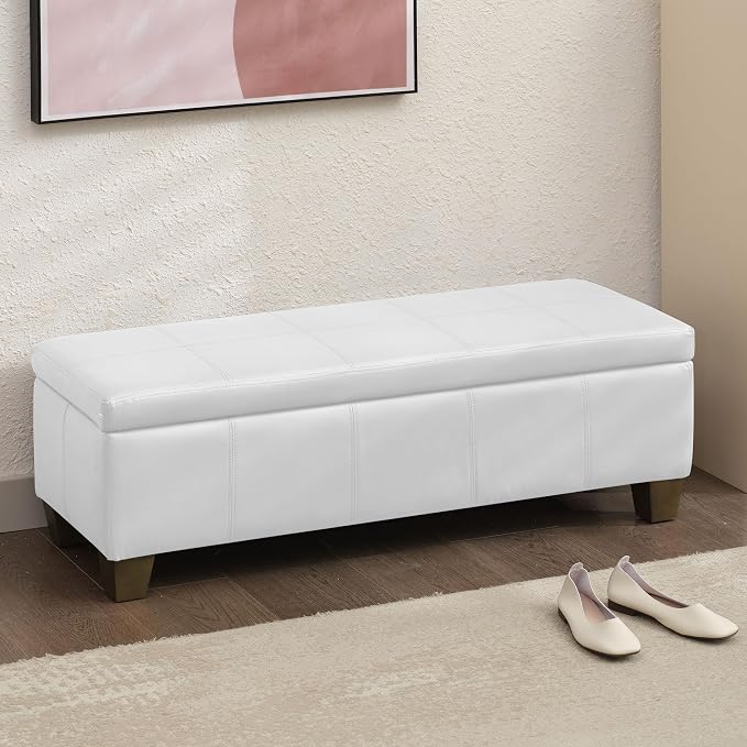 51 Inch Faux Leather Ottoman - Image 8
