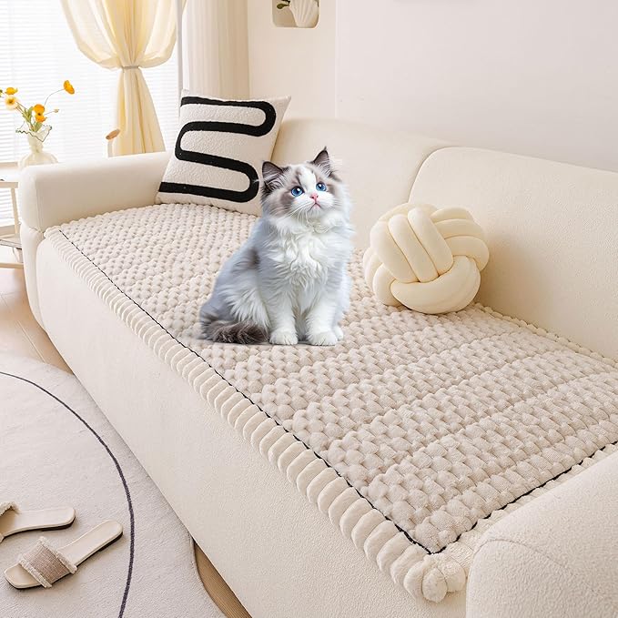 OTOB Couch Cover for Dogs Washable, Non Slip Plush Fuzzy Sofa Covers for 3 by OTOB