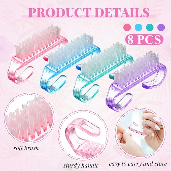 Patelai 12 Pcs Handle Grip Nail Brush Bulk Colorful Nail Scrubber Fingernail - Image 4