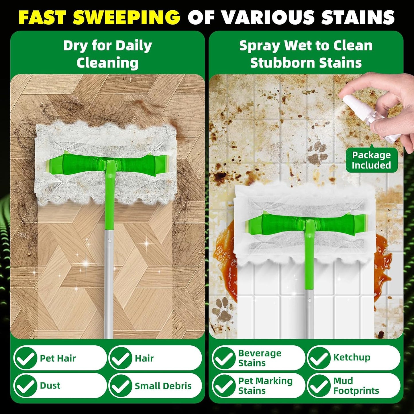 120Count Heavy Duty Dry Cloths Compatible with Swiffer Sweeper Mop, Multi-Surface Dry Sweeping Cloths for Floor Sweeping and Cleaning Pet Hair & Dust, Unscented Dry Pads Refills Pet Dry Sweeping Cloth