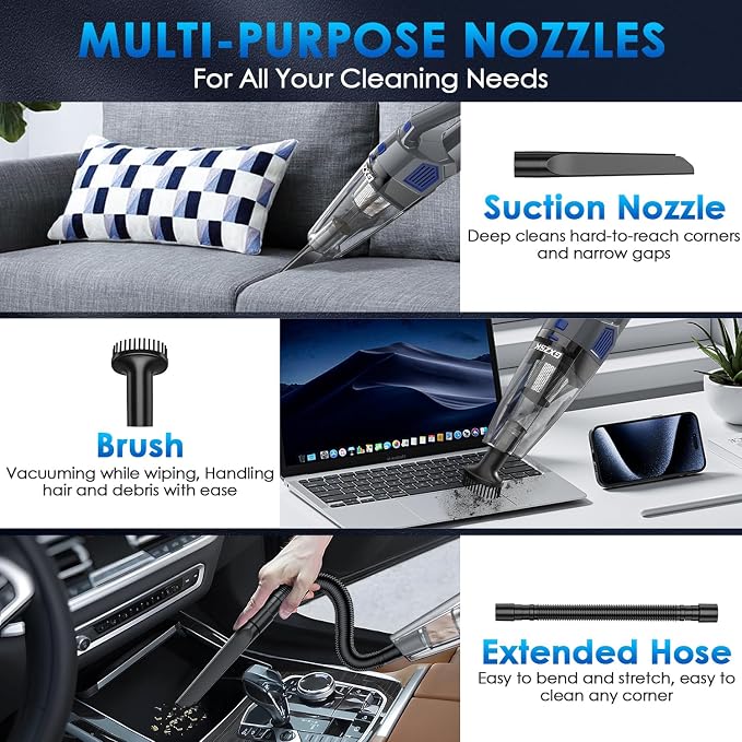 Handheld Vacuum Cordless, 15000PA Strong Suction Hand Held Car Vacuum Cleaner - Image 3