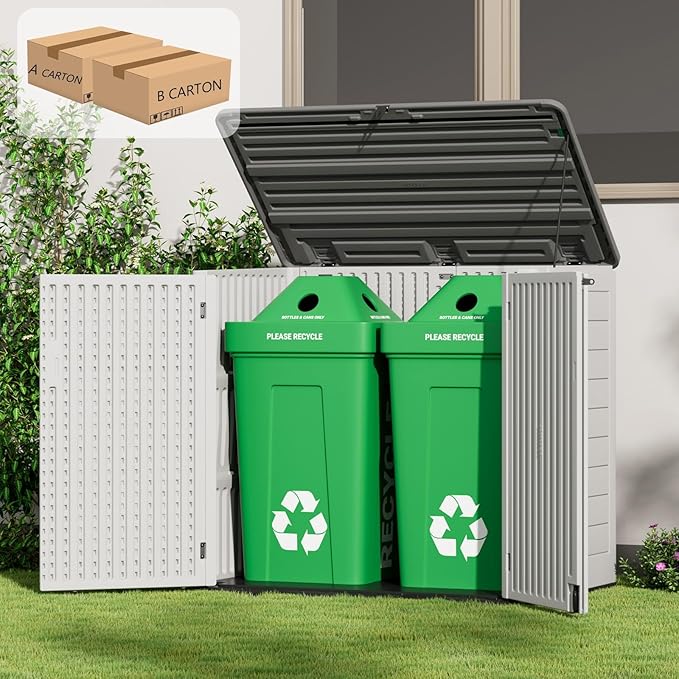 ZZM Large Outdoor Storage Shed, 48 Cu Ft Resin Versatile Storage Cabinet - Image 4