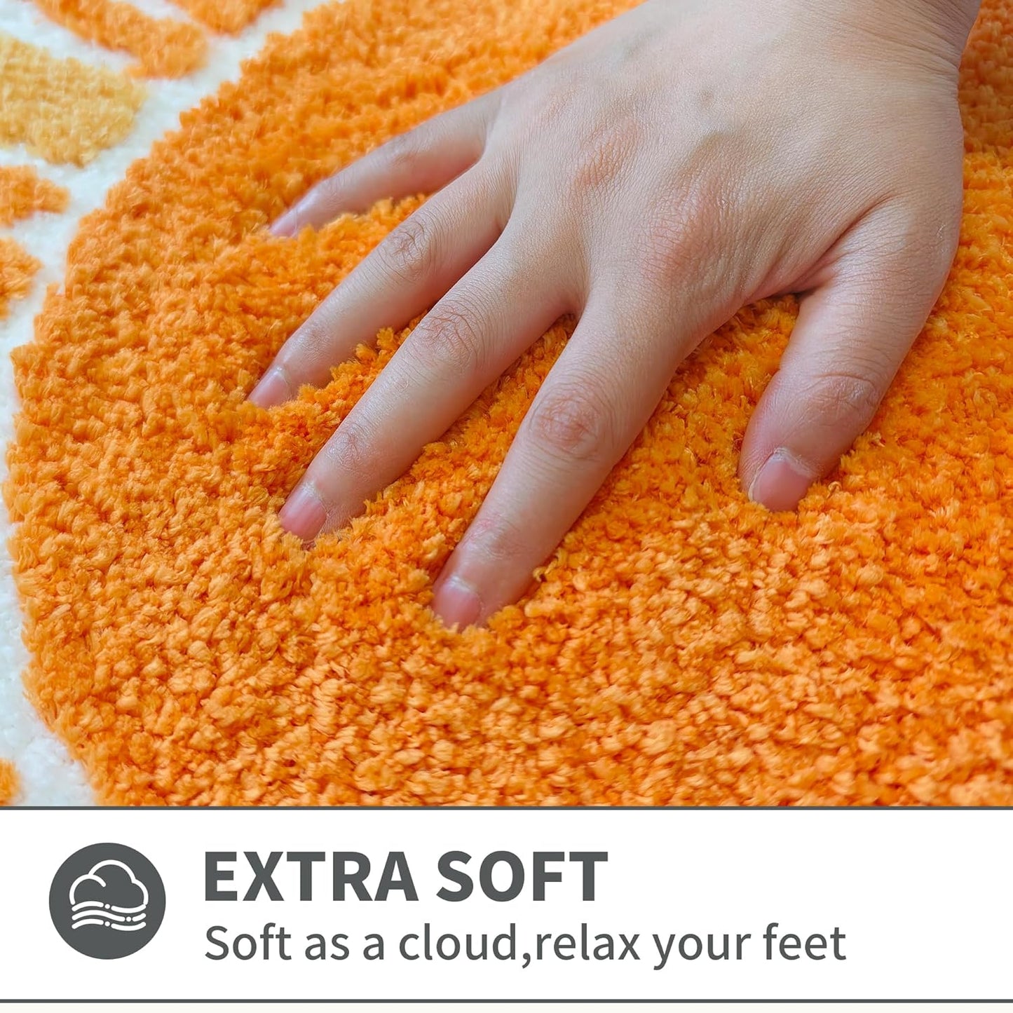 Boho Sun Bath Rug, Half Circle Bath Mat, Soft Plush Fluffy Absorbent Quick Dry Shower Rug, High-Low Pile Non Slip Floor Mat for Bathroom, Bedroom, Living Room, Kitchen Sink & Kids Room, 19.6"x35"