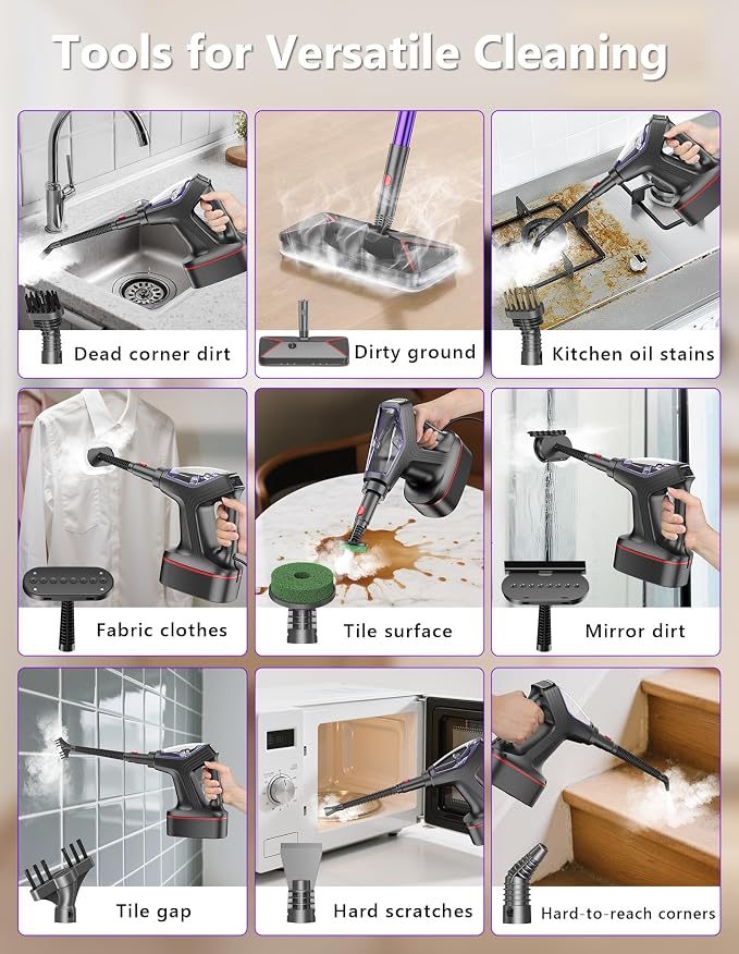 Steam Mop for Floor Cleaning, Heavy Duty 29-in-1 Steam Cleaner for Home - Image 6