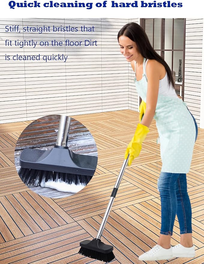 Push Broom Brush Stiff Bristles Floor Cleaning Brush Multi-Purpose Scrubber - Image 3