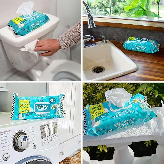 Single Surface Wipes with Bleach, Thick & Large Dispose, All-Purpose Cleaner - Image 4