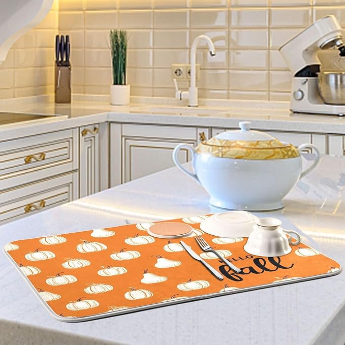 Hello Fall Burnt Orange Dish Drying Mat - Image 6