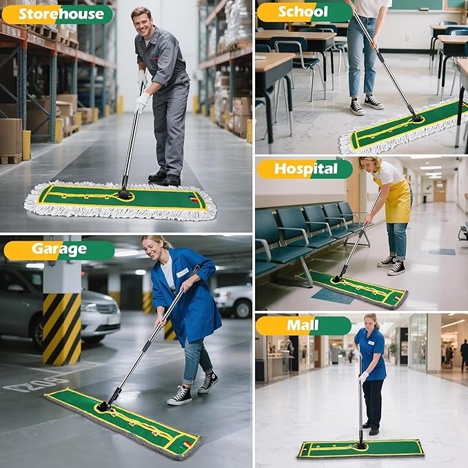 42" Commercial Dust Mop for Floor Cleaning, MASTERTOP Large Flat Mop - Image 6