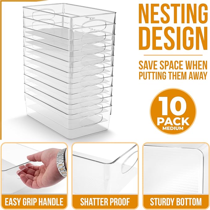 Sorbus Medium Clear Plastic Storage Bins - Image 2