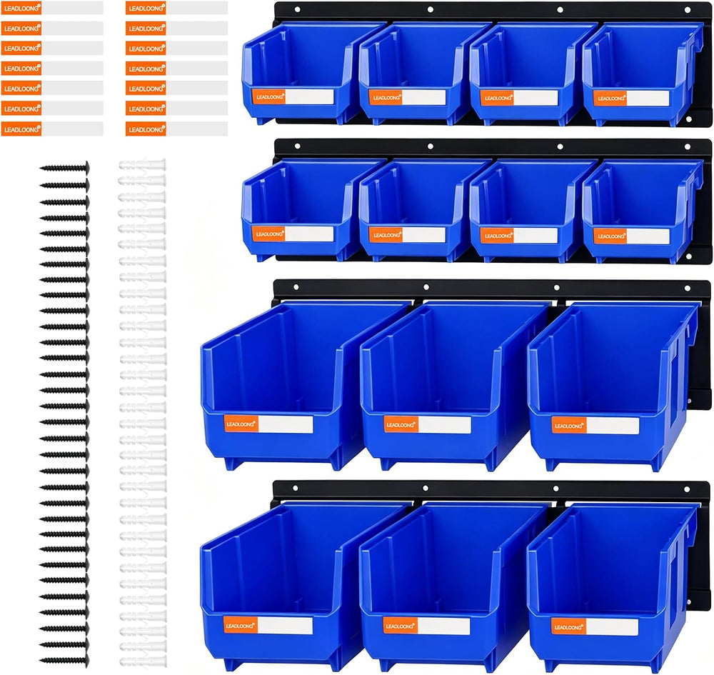 14pc Wall-Mounted Storage Organizer Mixed V1 V2 Combo Blue