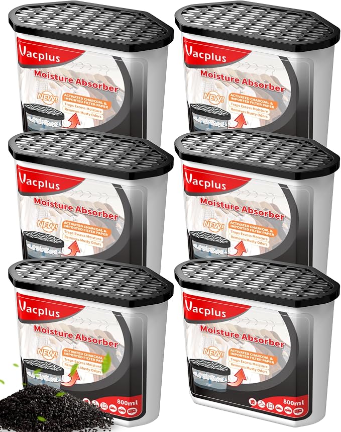 Vacplus Moisture Absorbers 6 Pack, 16.0 Oz Portable Humidity Absorber Boxes by Vacplus
