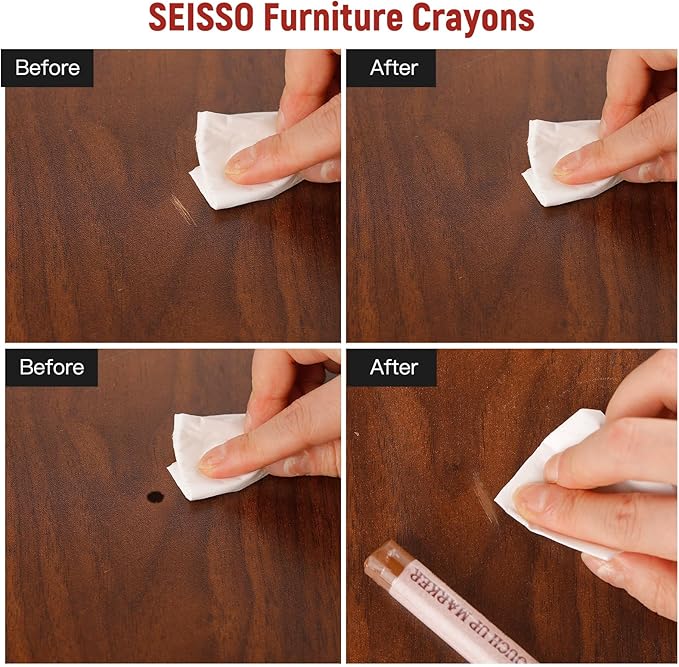 SEISSO Wood Filler Sticks- 6 Pcs, Furniture Repair Wax Crayons, Furniture - Image 5