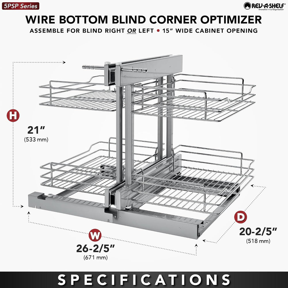Rev-A-Shelf Chrome Two-Tier Wire Bottom Pullout Organizer with Soft-Close for...