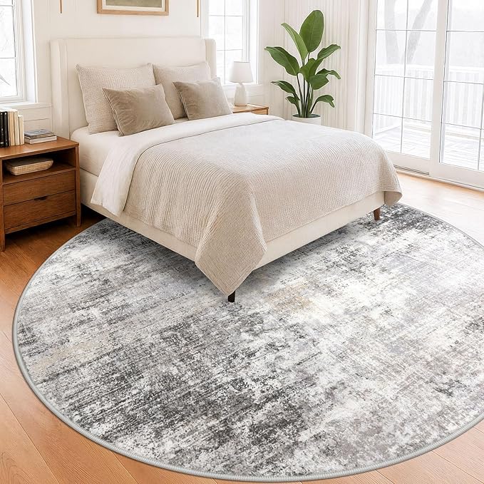 IOHOUZE Abstract Round Area Rug 8 Ft Washable Circle Rugs Large Round Rug Non - Image 8