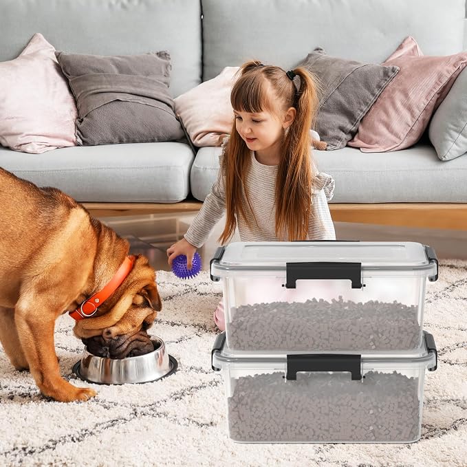 12 Quart Clear Storage Latching Bin, Plastic Pet Food Bins, 6 Packs - Image 6