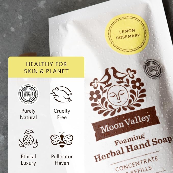 Moon Valley Foaming Hand Soap Refill Pouch, Two-Pack Lemon Rosemary Soap - Image 5