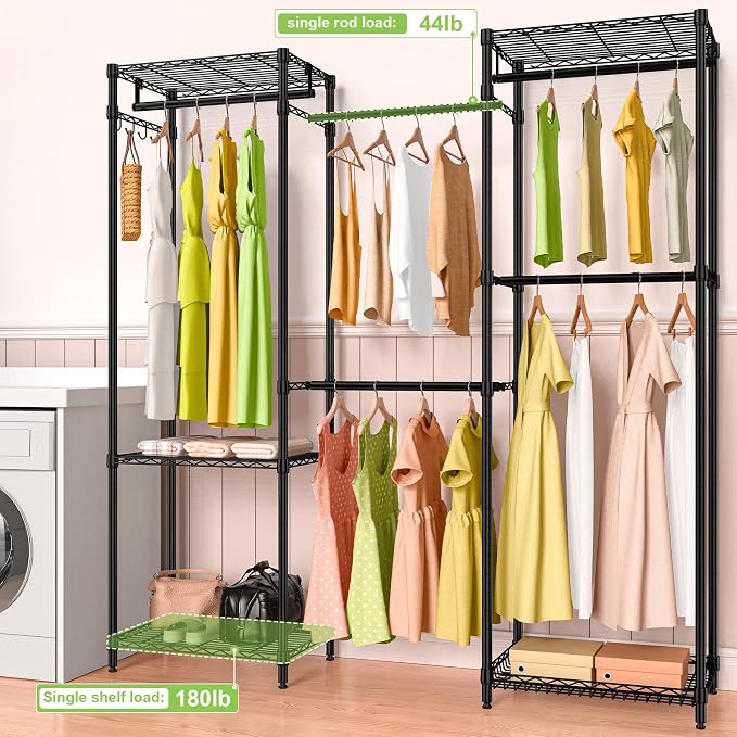Heavy Duty Clothes Rack, Freestanding Garment Rack System Closet Organizer - Image 5