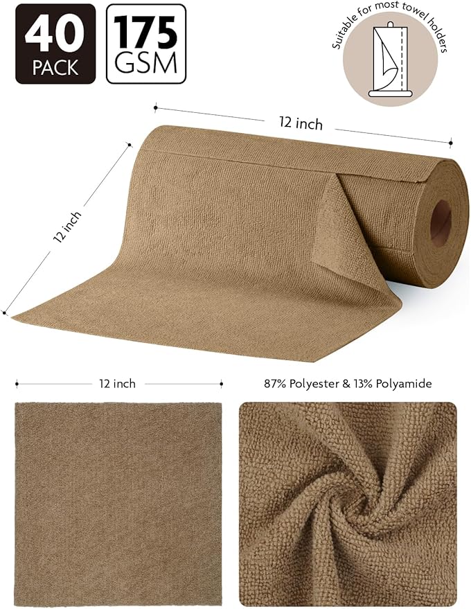 Fantasticlean Microfiber Cleaning Cloth Roll -40 Pack, Tear Away Microfiber - Image 7