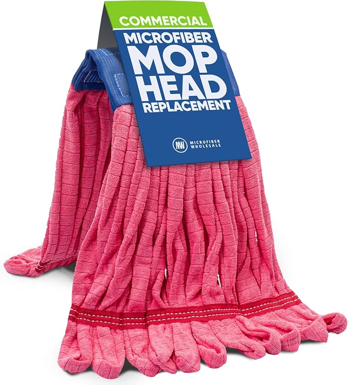 Commercial Mop Head Replacement – 1 Pack Medium Red Microfiber Tube Mop | by MicrofiberWholesale