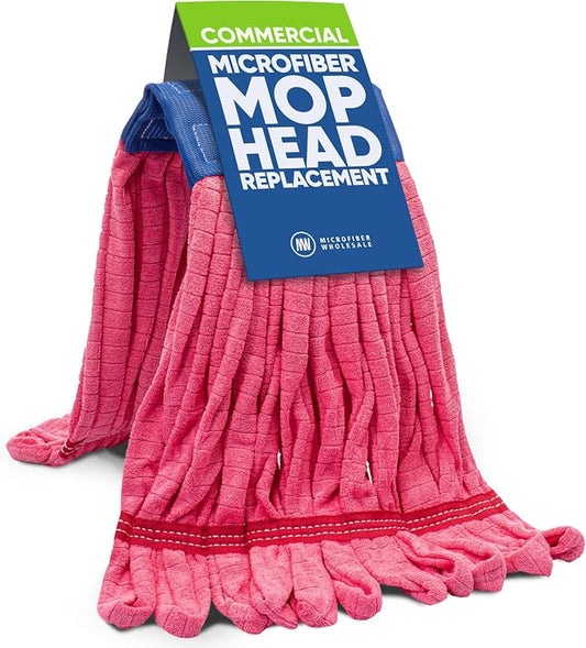 Commercial Mop Head Replacement – 1 Pack Medium Red Microfiber Tube Mop | by MicrofiberWholesale