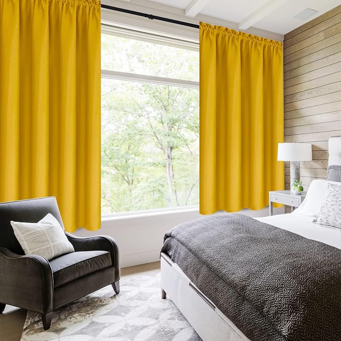 DWCN Yellow Room Darkening Blackout Curtains - Image 2