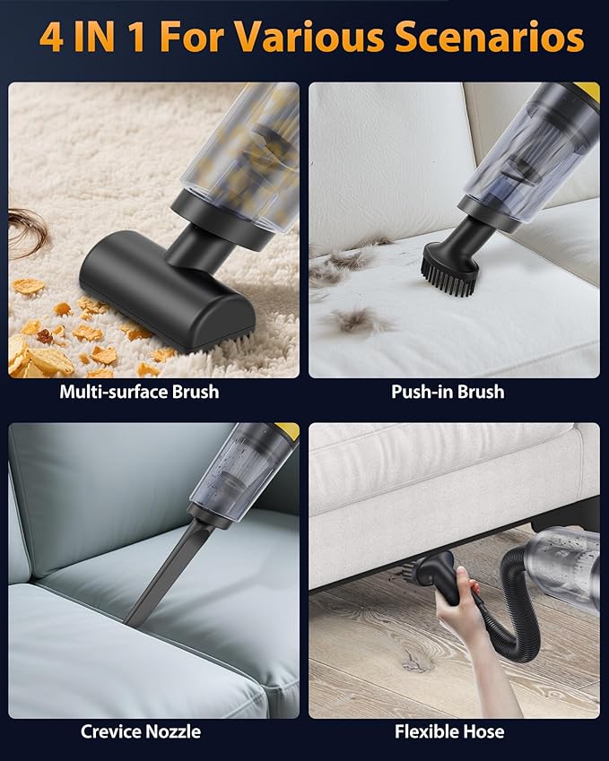 Handheld Vacuum Cordless 1.1 Pounds Car Vac 10000PA Hand Held Vacuums 4-in-1 - Image 3