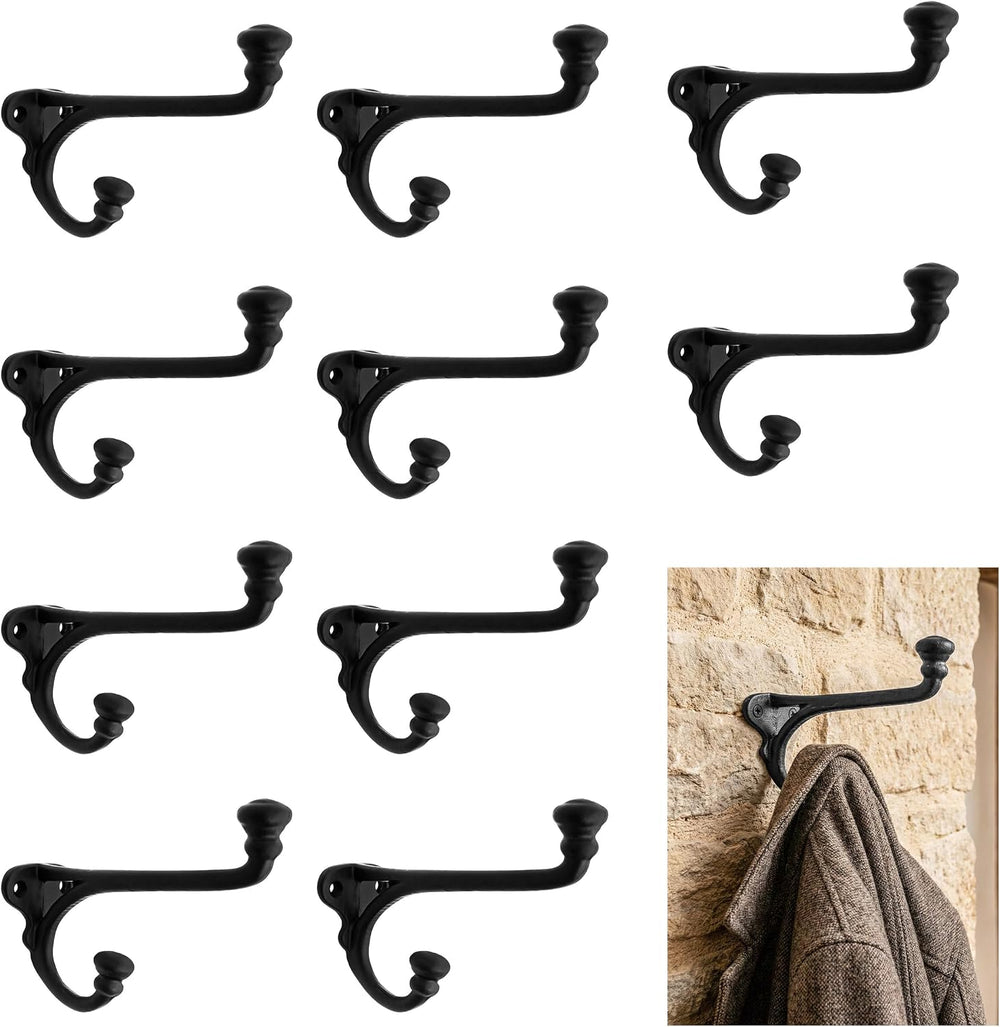 Mystic Colonial Rustic Cast Iron Wall Hooks Heavy Duty Retro Utility Hooks fo...