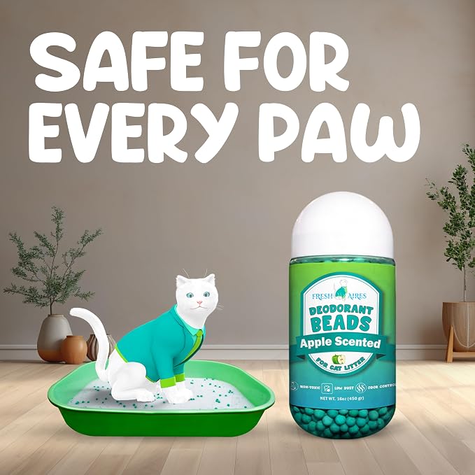 Cat Deodorant Beads | Green Apple Scent, Low-Dust & Non Toxic Litter Box - Image 8