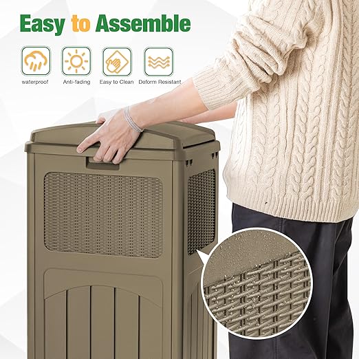 Flamaker 30 Gallon Trash Can, Resin Outdoor Garbage Can - Image 2
