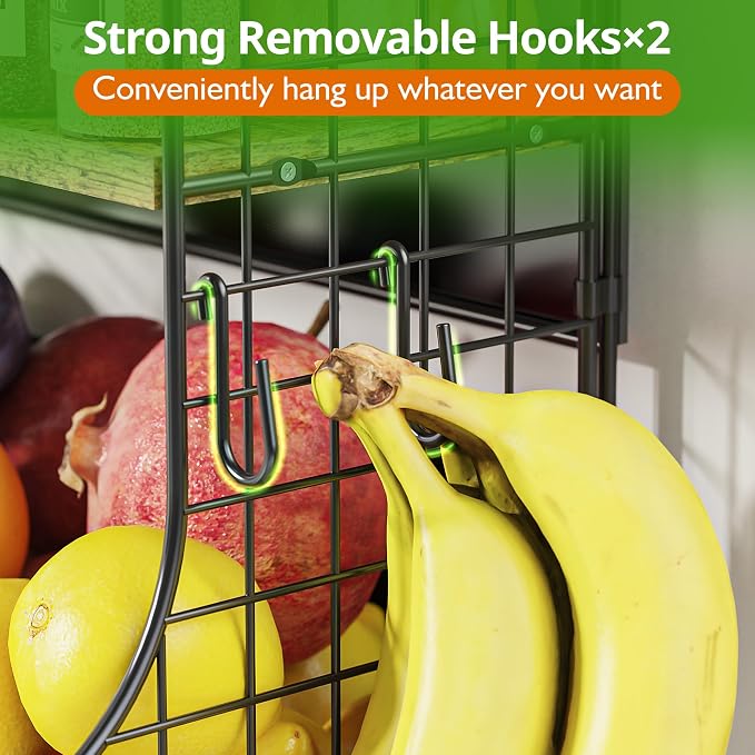 Magnetic Shelf for Fridge with Wood Lid, Fruit Potato and Onion Storage Bins - Image 6