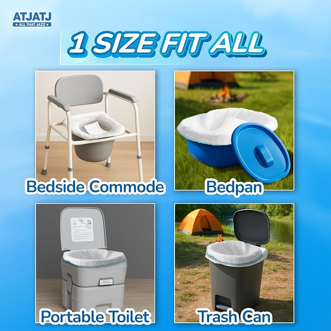 60 Packs Commode Liners With 60 Absorbent Pads, Leak-Proof Disposable Toilet - Image 7