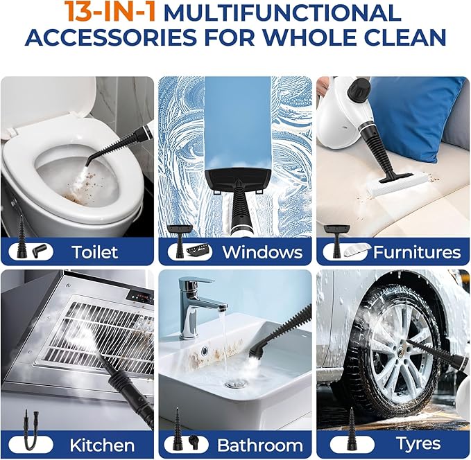 LABIGO Steam Cleaner, Pressurized Handheld 13pcs Multi-Purpose Natural Deep - Image 5