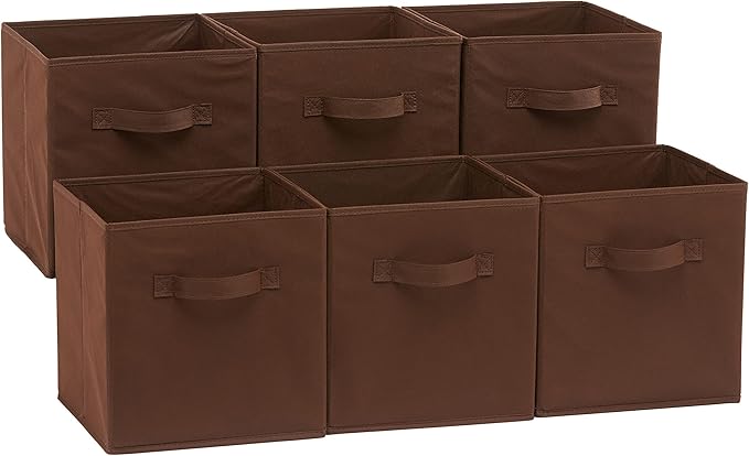 Amazon Basics Cube Organizer Storage Bins Handles, Collapsible Fabric, by AmazonBasics