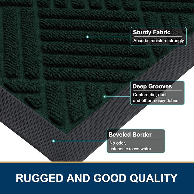 Smiry Front Door Mat Outside Entrance, Heavy Duty Outdoor Indoor Mat, Natural - Image 4