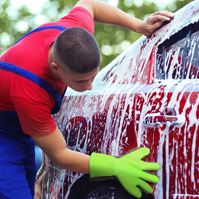 Ferraycle 2 Packs Car Wash Mitt 5 Finger Microfiber Wash Mitts Auto Car Dusting - Image 2