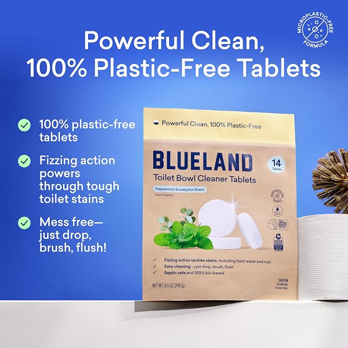 BLUELAND Toilet Bowl Cleaner Tablets, Peppermint Eucalyptus, Plastic-Free - Image 2