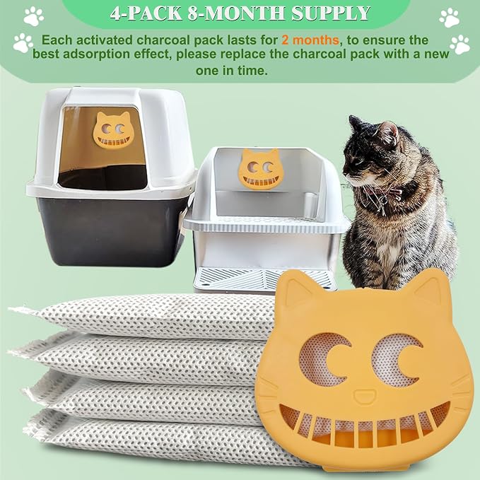 Unscented Cat Litter Box Deodorizer Kit Stick-On Activated Carbon Odor - Image 5